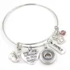 Hela justerbar utbyggbar tråd Bangle Memorial Mom Charm Armband Wire Bangle Snap -knapparmband för familjens minnesmotor232i