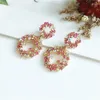 Dangle Oorbellen Volledige Crystal Double Circle Drop Voor Vrouwen Vintage Brincos Pendientes Zinklegering Loodvrij Nikkel