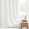 Shower Curtains Jacquard Linen Shower Curtain with Tassels Nordic Waterproof Thick Bath Curtains for Bathroom Bathtub Bathing Cover with Hooks 231025