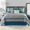 Set biancheria da letto Set piumino jacquard in tessuto Princeton 7 pezzi Set verde acqua a righe FullQueen 231026