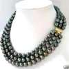 Collier de perles Akoya noires à 3 rangées de 7 à 8 mm, 17 à 19 pouces, 334V