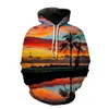 Men's Hoodies Autumn Men 3D Beach Coconut Tree Print Hoodie Holiday Style Fashion Y2K Casual Versatile Long Sleeve Loose Fitting MenHoodie