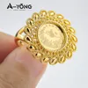 Band Rings AYONG Turkish Gold Coin 18k Plated Dubai African Saudi Arabia Women Wedding Party Accessories 231025