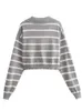 Kobiety Swatery mody paski do paska klapki przycięte pulover dla kobiet 2023 Długie rękaw V szyk szyk Sweter Kobieta Y2K High Street Lady Koperzy 231026
