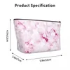 Sacs à cosmétiques personnalisés en marbre rose, sac de voyage pour femmes, Texture luxueuse, organisateur de maquillage et de toilette, Kit de rangement de beauté pour dames