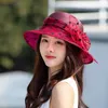 Wide Brim Hats Fashion Elegant Floral Dot Mesh Hat Women Lady Foldable Bucket Wedding Party Summer Beach Sun Protection Cap