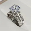 2019 New Arrivic Luxury Jewelry 925 Sterling Silver Round Cut White 5A Cubic Zirconia CZ Diamond 3PCS Wedding Women Band 3021