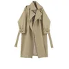 Trench da donna Donna Grigio Breve fasciatura Taglia grande Risvolto Manica lunga Vestibilità ampia Giacca a vento Moda Primavera Autunno