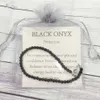 MG0138 Whole Black Onyx Anklet Handamde天然石マラビーズアンクレット4 mmミニジェムストーンジュエリー230l