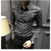 Chemises décontractées pour hommes Chemise à manches longues Printemps et automne Plaid Mode coréenne Slim-fit Beau haut à simple boutonnage