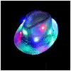 Novel Lighting LED Flash paljetter Glowing Hat Adts Children Hip-Hop Light Up Jazz Cap Dance Club Event Party Birthday Stage Perform Dhqzi