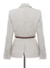 Womens Suits Blazers EAM Women Split Pu Leather Brief Short Blazer Lapel Long Sleeve Loose Fit Jacket Fashion Spring Autumn 1K458 231025