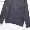 Women's Sweaters ZATRHMBM Women 2023 Autumn Fashion Gray Knitted Sweater Vintage Off The Shoulders Long Sleeves Female Pullover Chic Tops