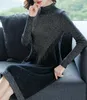Женские свитера, осенне-зимний модный женский черный бревенчатый рукав с воротником-стойкой, блестящее вязаное платье-свитер, осенний женский пуловер с блестками