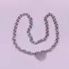 Nova marca de jóias de aço inoxidável bonito grande coração tag pingente colar suave corrente oval 8mm 22 ''para moda feminina men237v