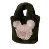Evening Bags Plush Bucket Bag Winter Plush Chain Shoulder Bag Small Plush Handbags Solid Color Female Cute Fur Hand Bags 231026