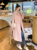 Women's Wool Blends Korean Style Gentle Purple Woolen Coat Women's Long Sleeve Overcoat Autumn and Winter High-klass i mitten av längd med ullrock 231025