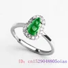 Cluster ringen Birmese Jade Gourd Charm Green 925 Silver Emerald Gemstone Natuurlijke sieraden Real Verstelbare Vintage Jadeite Women Fashion