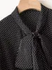 Camicette da donna Camicia di seta con nastro a pois da donna 2023 Camicetta di temperamento a maniche lunghe femminile chemise autunnale