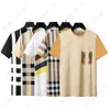 디자이너 남성 티셔츠 T 셔츠 럭셔리 런던 런던 영국 격자 무늬 그리드 체크드 스트라이프 말 클래식 스프링 여름 서클 프린트 인쇄 Tshirts SIM282B