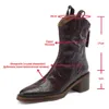 Botas de pele de carneiro tornozelo para mulheres luxo couro genuíno superior salto grosso zíper pointedtoe outono inverno bootie sapato artesanal 231026