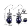 Boucles d'oreilles pendantes en argent sterling 925 8x10 mm ovale turquoise goutte pour femmes pierre de lune charoite perles boucle d'oreille fête cadeau de mariage bijoux