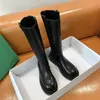 Stiefel Frauen High Fashion Frau Rutschfeste Wasserdichte Winter Reißverschluss PU Leder Knie Chunky Plattform Lange 231026