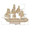 Aircraft Modle Mayitr 1set Wooden Sailing Ship Model 3D Puzzle High Quality Wood Construction Simulation Models Kit for Kid Adult 231026