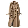 Heren Dames Trenchcoat Dames Herfst elegante lange stevige kanten jas met ceintuur Dames casual V-hals jas Plus size mouw trenchcoat dames