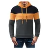 Felpe con cappuccio da uomo Felpa patchwork Autunno inverno maglione con cappuccio scozzese tinta unita Top con cappuccio Pullover giacca a tunica con coulisse