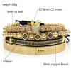 4pcs set Gold Black Hip Hop Hand Made Beaded Bracelet Men Copper Pave CZ Zircon Crown Roman Numeral Bangles Bracelets Jewelry 20 s268o