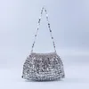 Kvällspåsar Fashion Silver Metal Evening Bags Luxury Designer Bling Sequin Chain Clutch Purse Purses and Handbag Shoulder Trend Women's Bag 231026