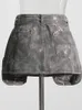 Spódnice DEAT Kobiety dżinsowe spódnica kamuflaż szczupły splicowane kieszenie zamki błyskawiczne koronkowe mini spódnice jesienne moda 29L244 231025