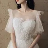 Abbigliamento etnico 2023 Abiti da sposa da ballo da fata Principessa bianchi a maniche corte Abiti da sera lunghi in tulle a-line