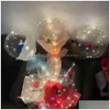 Balão com dentro de rosa LED buquê de flores luminoso bobo bolas balões dia dos namorados presente aniversários festas favor ornamento decoração dhmvt
