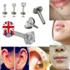 Crystal Cz Gem Lip Stud Gold LaBret Tragus örhängen 316L Rostfritt stål Zirkon Läpp Nagel Medical Steel Nails Round 2mm 3mm 4mm285o