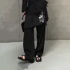 Pantalon femme Xitao faux deux pièces mode broderie irrégulière patchwork femmes noir 2023 automne personnalité DMJ2252