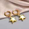 Hoop Earrings Fashion Star Pendant Stainless Steel For Women Pentagram Geometric Gold Silver Color Ear Buckle Jewelry