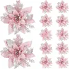 Fleurs décoratives 14.5cm 5 pièces fleur de noël rose arbre de noël joyeux décor pour la maison couronne porte fenêtre