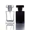 Bouteilles de pulvérisation de parfum en verre noir transparent, portables, chaudes, 30ML, avec atomiseur en aluminium, conteneurs cosmétiques vides, vente en gros