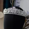 Fermagli per capelli Corone da sposa in cristallo placcato a forma di fiore semplice Diadema Copricapo da sposa Accessori Tiara Sposa