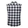 Fashion Cowboy Sleeveless Plaid Shirt Men Casual Flannel Cotton Snap Shirts Mens Double Pocket Beach Party Vest Checkered Top 2105282m