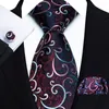 Noeuds papillon classique hommes cravate noir argent rayé floral paisley soie poche carré bouton de manchette ensemble costume mariage cadeau d'affaires pour hommes