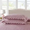 Bedding sets Bubble Kiss Luxury Dusty Pink Floral Pattern Quilted Cotton Bedspread Queen 3Pcs Delicate Edge Coverlet Pillow Shams Set 231026