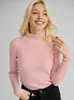 Kadın Sweaters Sıradan Örme İnce Sıska Üst Yarım Yelttaşlı Moda Külot Vidalı İplik Sonbahar İnce Uygun Yumuşak Ekleme Jumper