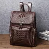 Backpack SUWERER Quality Business Men's Bag Real Cowhide Leather Crocodile Pattern Men Shoulder Bags Genuine