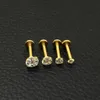 Gemma di cristallo CZ Orecchini a bottone in oro Labret Trago Orecchini in acciaio inossidabile 316L con zircone per labbra Chiodi in acciaio medico rotondi 2mm 3mm 4mm219E