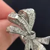 Luxury Design Bow Knot Full Diamond Ring 925 Silver Proposal Dinner Wedding Matchmaking Colorless Classic Style