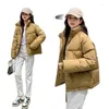 Women's Trench Coats 2023 Autumn And Winter Eiderdown Cotton-Padded Jacket Short Bread Suit Loose Collar Cotton Coat Tide Top