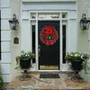 Fiori decorativi Ghirlanda natalizia Ghirlanda rossa da 40 cm per la porta d'ingresso Decorazioni murali per finestre dorate Ornamento 2023